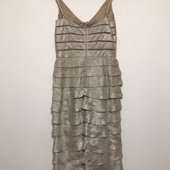 Adrianna Papell Ruched Layer Dress Champagne Gold - Picture 7 of 8